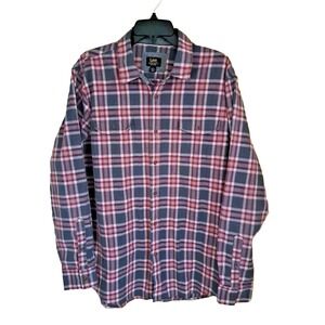 Lee Premium Quality Shirt Men's Size Lg Classic Long Sleeve Red Plaid Button Up